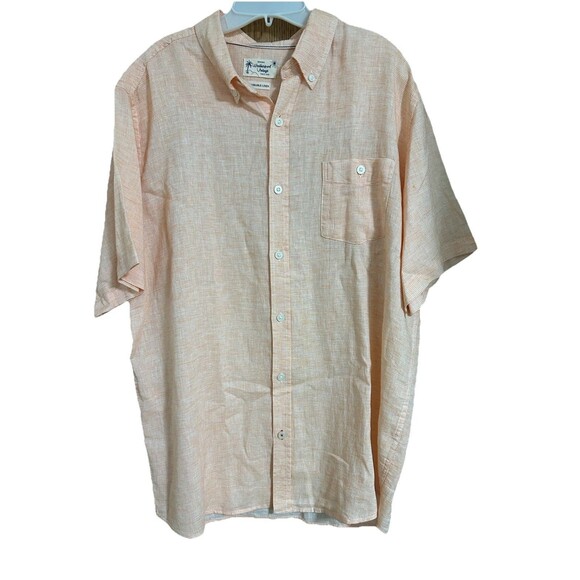 Weatherproof Vintage Mens Shirt Large Orange Short Sleeve Button Down L Preppy - Picture 1 of 10